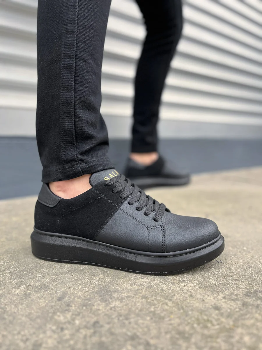 JY151 Boost Bağcıklı Cilt Süet Erkek Günlük Sneaker Ayakkabı CSST - Siyah