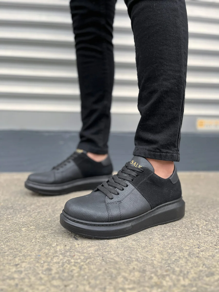 JY151 Boost Bağcıklı Cilt Süet Erkek Günlük Sneaker Ayakkabı CSST - Siyah