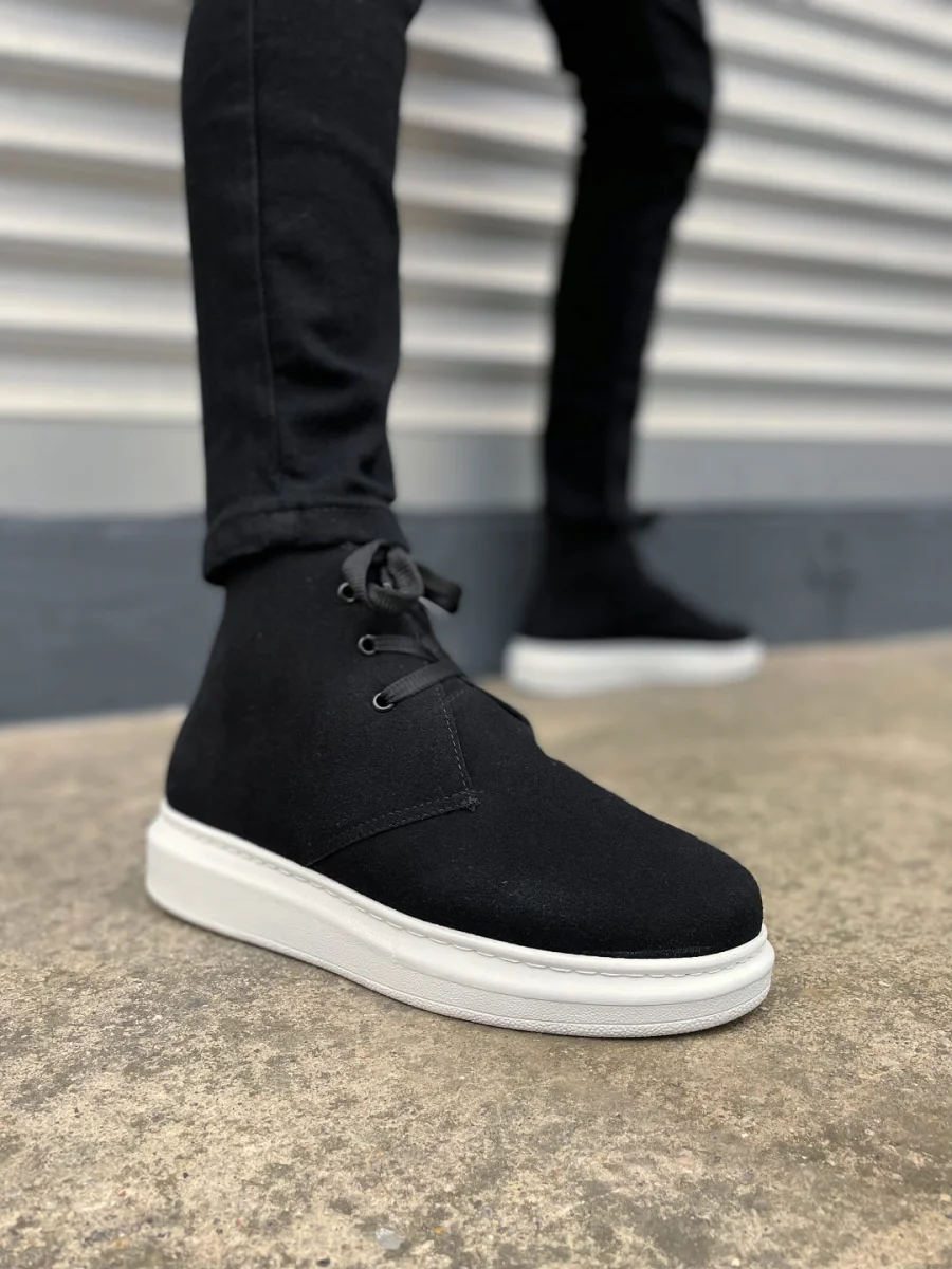 JY207 Oslo Bağcıklı Ortopedik Taban Süet Erkek Spor Bot SBT - Siyah