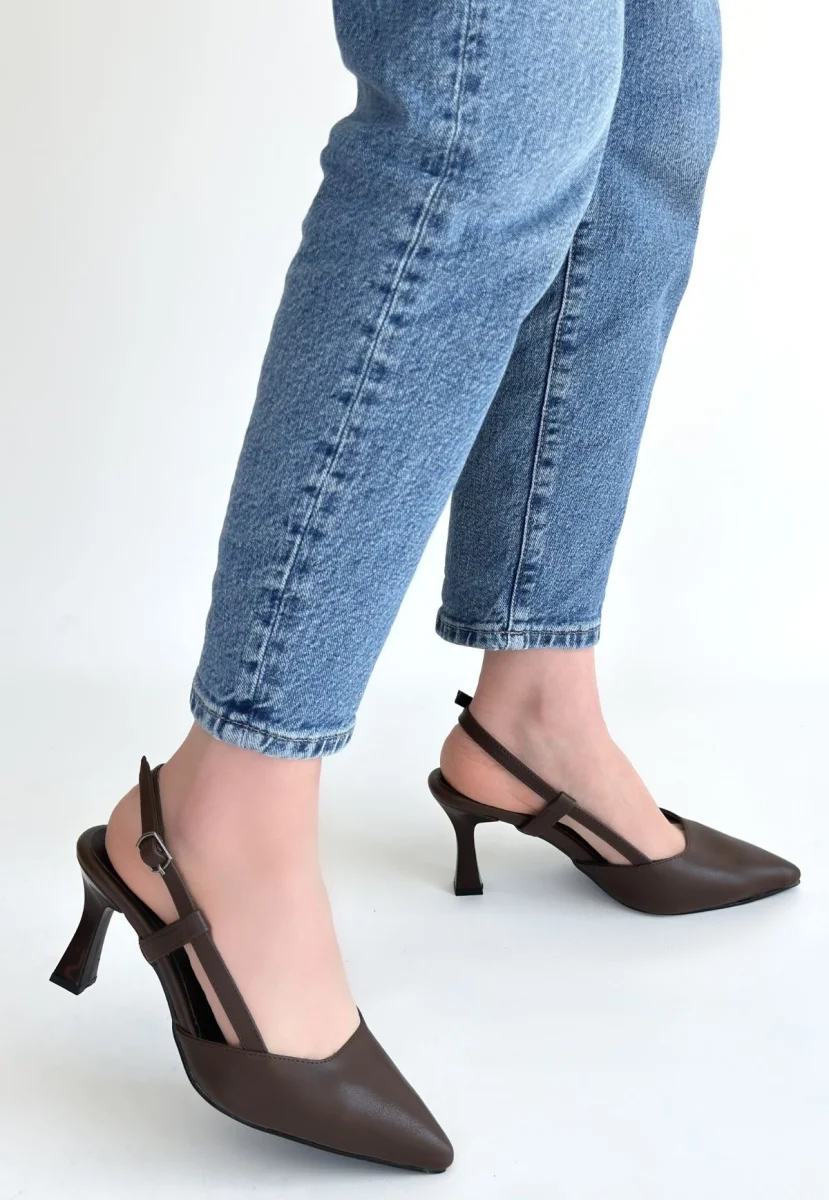 Hoost Kahverengi Cilt Topuklu Ayakkabı